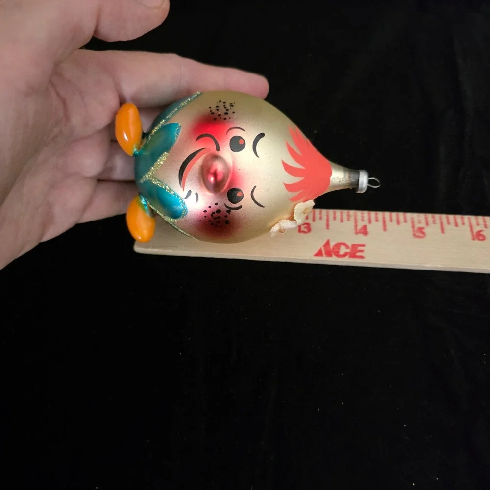 VTG De Carlini Blown Glass Christmas Ornament Humpty Dumpty Hand Painted Italy